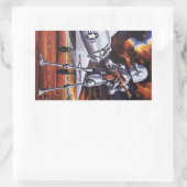 レトロなSF軍用ロボット兵士 長方形シール (バッグ)