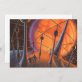 レトロなSF、アオレンジ色の太陽とエイリアン (正面/裏面)