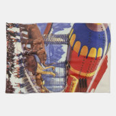 レトロなSF、ノアの箱舟の野生動物 キッチンタオル (横)