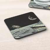 レトロなSF、ロケット船 月 惑星 コースター (左側)