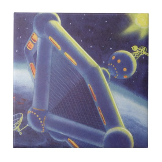 レトロなSF 宇宙ステーション タイル (正面)