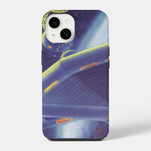 レトロなSF 宇宙ステーション iPhoneケース (裏面)