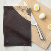 レトロなSF、月を越えるロケット船 キッチンタオル (四つ折り)