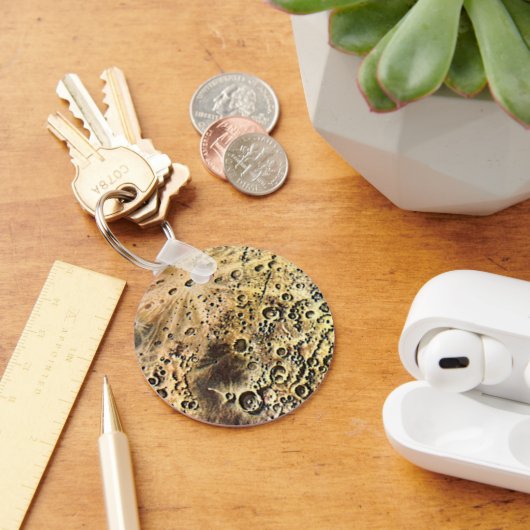 レトロなSF、月を越えるロケット船 キーホルダー (デスク)