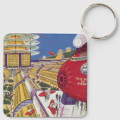 レトロなSF、未来的なニューヨーク市 キーホルダー (裏面)