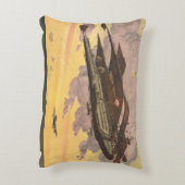 レトロなSF 水上飛行機 航空機 船 アクセントクッション (裏面(縦))