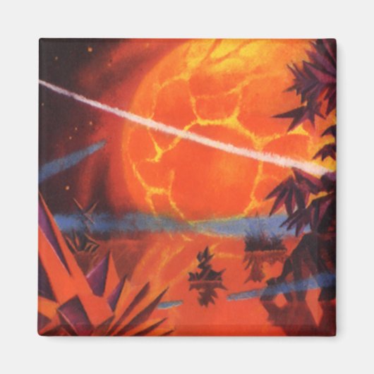 レトロなSF, 燃えるような火のSF惑星 マグネット (正面)