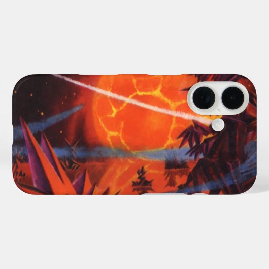 レトロなSF, 燃えるような火のSF惑星 Case-Mate iPhoneケース (裏面 (横))