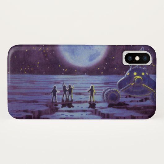 レトロなSF、SFエイリアンの月面着陸 Case-Mate iPhoneケース (裏面(横))