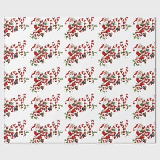 レトロにかわいいおもしろいのサンタの喜びのクリスマスのプレゼントの包むこと ラッピングペーパー (フラット)