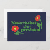 レトロにもかかわらず、彼女は赤いケシを固執した ポストカード (正面/裏面)