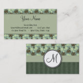 レトロによってはストライプおよびモノグラムとの海緑が開花します 名刺 (正面/裏面)