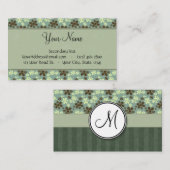 レトロによってはストライプおよびモノグラムとの海緑が開花します 名刺 (正面/裏面)