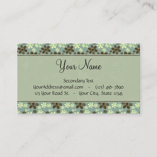 レトロによってはストライプおよびモノグラムとの海緑が開花します 名刺 (正面)