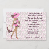 レトロによっては開花しますベビーシャワーの招待状(ピンクのオウム)が 招待状 (正面)