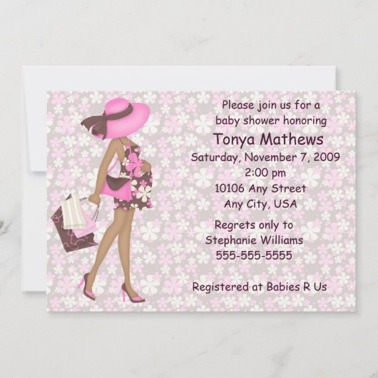 レトロによっては開花しますベビーシャワーの招待状(ピンクのオウム)が 招待状 (正面)