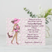 レトロによっては開花しますベビーシャワーの招待状(ピンクのオウム)が 招待状 (スタンド正面)