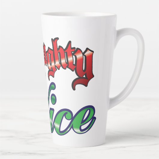 レトロのいけなクリスマスまたは素敵な赤い緑の文字 カフェラテマグ (右)