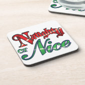 レトロのいけなクリスマスまたは素敵な赤い緑の文字 コースター (左側)