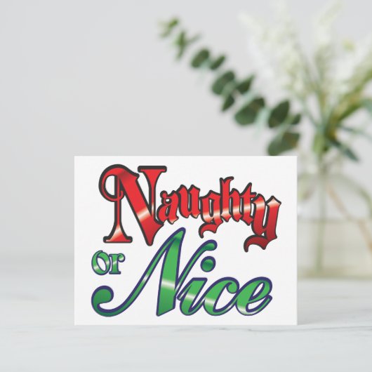 レトロのいけなクリスマスまたは素敵な赤い緑の文字 シーズンポストカード (スタンド正面)