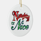 レトロのいけなクリスマスまたは素敵な赤い緑の文字 セラミックオーナメント (右)