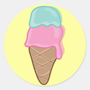 レトロのいちごおよびミントのアイスクリームのギフト/好意 ラウンドシール