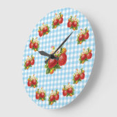 レトロのいちご ラージ壁時計 (傾斜)