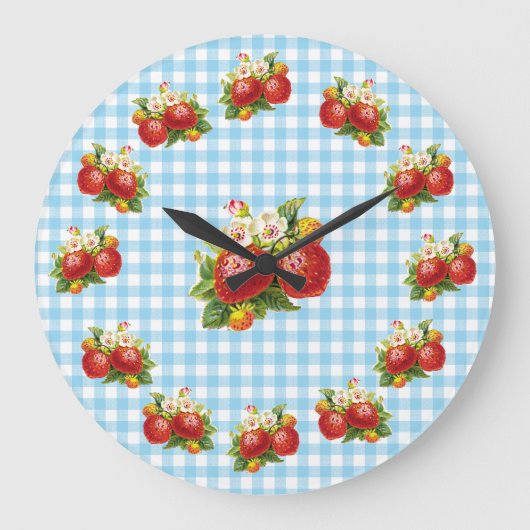 レトロのいちご ラージ壁時計 (正面)