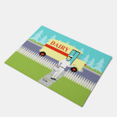 レトロのいなか町の牛乳配達人のドア・マット ドアマット (アングル)