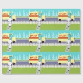 レトロのいなか町の牛乳配達人の包装紙 ラッピングペーパー (フラット)