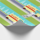 レトロのいなか町の牛乳配達人の包装紙 ラッピングペーパー (角)