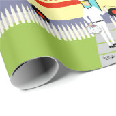 レトロのいなか町の牛乳配達人の包装紙 ラッピングペーパー (ロールコーナー)