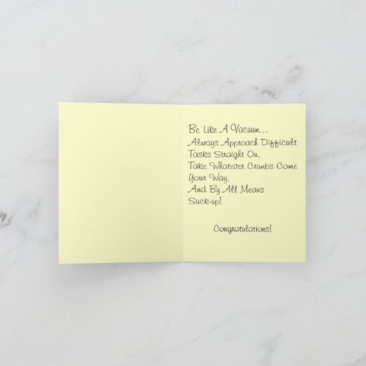 レトロのおもしろいなアドバイスのお祝いの新しい作業伝票 カード (内部)