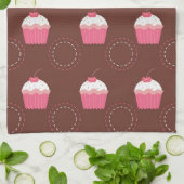 レトロのおもしろいのカップケーキパターン キッチンタオル (折り畳み)