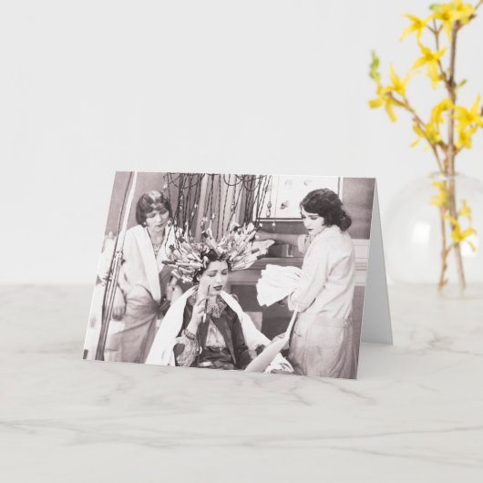 レトロのおもしろいのヘアーサロン カード (黄色い花)