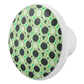 レトロのおもしろいの緑のスカルパターン セラミックノブ (右)