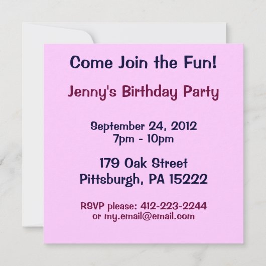 レトロのおもしろいの30年代のピンクのミルクセーキの招待状 招待状 (裏面)