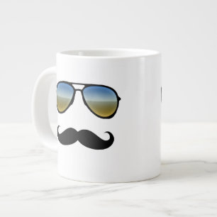 レトロのおもしろい口ひげのサングラス ジャンボコーヒーマグカップ