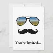 レトロのおもしろい口ひげのサングラス 招待状 (正面)