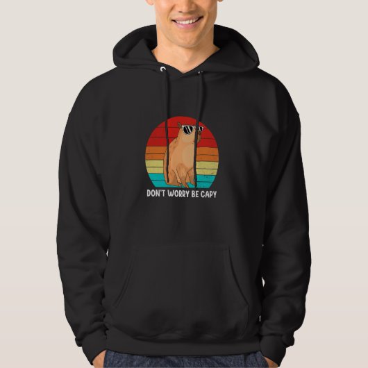 レトロのおもしろいRodent Capybara心配するBe Capy パーカ (正面)