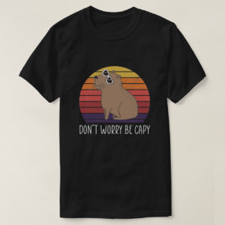 レトロのおもしろいRodent Capybara心配するBe Capy Tシャツ
