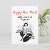 レトロのお正月に鳴る女性 招待状 (スタンド正面)