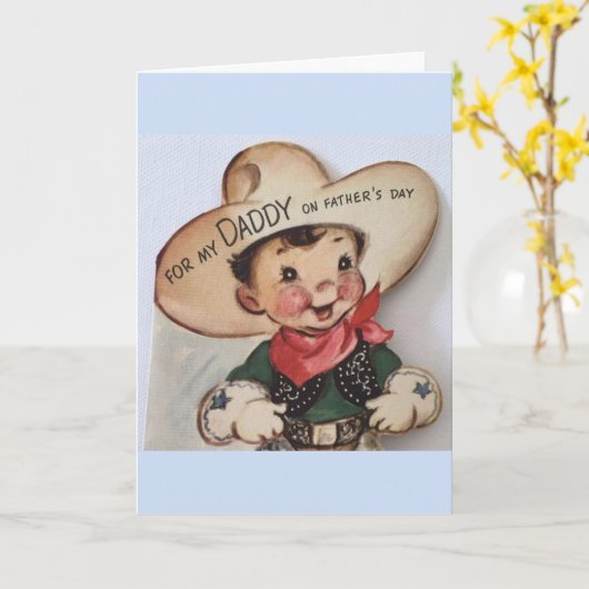 レトロのお父さんの日 – パパの小さなカウボーイから。 カード (黄色い花)