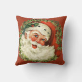 レトロのかわいいぽっちゃりしたサンタのリースの休日のクリスマス クッション (裏面)