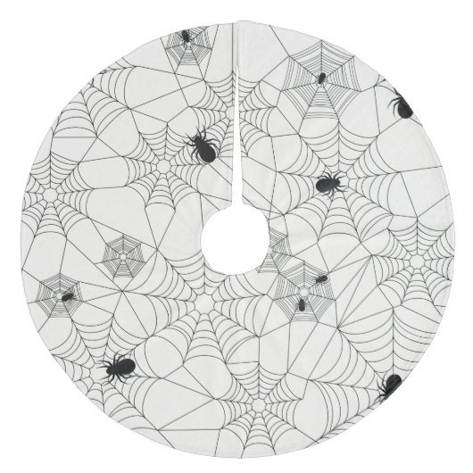 レトロのかわいいハロウィンのくもパターン フリース ツリースカート (正面)