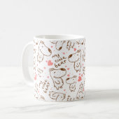 レトロのかわいい犬パターン コーヒーマグカップ (正面左)