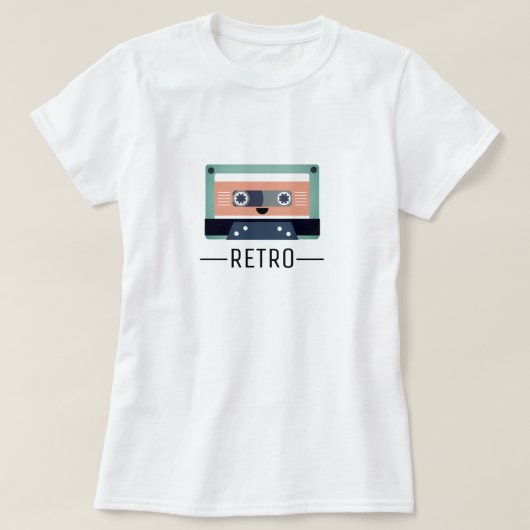 レトロのかわいい|カセット| Tシャツ (デザイン正面)