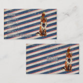 レトロのこはく色のキツネ及びフクロウの名刺 名刺 (正面/裏面)