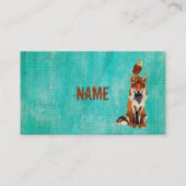 レトロのこはく色のキツネ及びフクロウの名刺 名刺 (裏面)