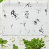 レトロのつばめの鳥の自然動物 キッチンタオル (折り畳み)